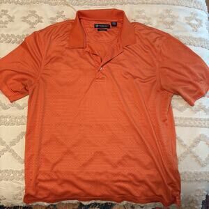 Oxford Golf Super Dry Coolmax Men L Orange Check Polo Shirt